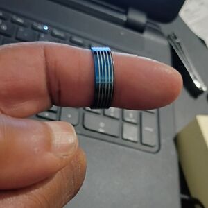 Men's Blue and Black Ring